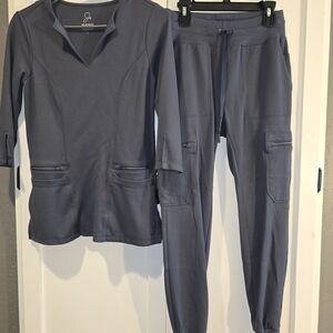 Jaanuu Women's Dark Charcoal Scrub Set